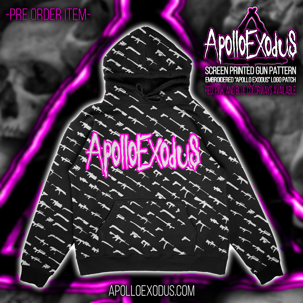 BLACK/PINK “All Over Gun Print” Hoodie